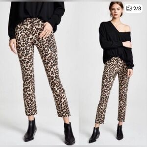Paige Women’s HOXTON Ankle Pants Sz 30 Cheetah Animal Print Stretch Casual trend